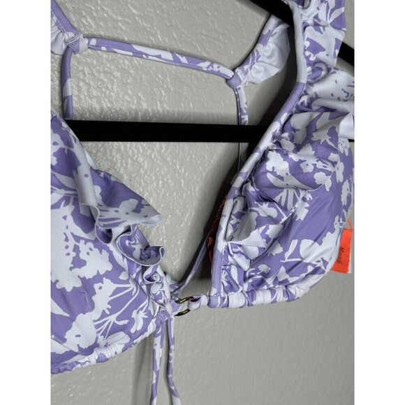 Maaji Bikini Top Womens Medium Reversible Ruffle Floral Swimwear Boho Beach Pool - Picture 2 of 5